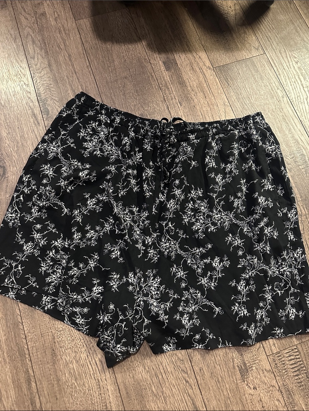 torrid Black Floral Drawstring Shorts